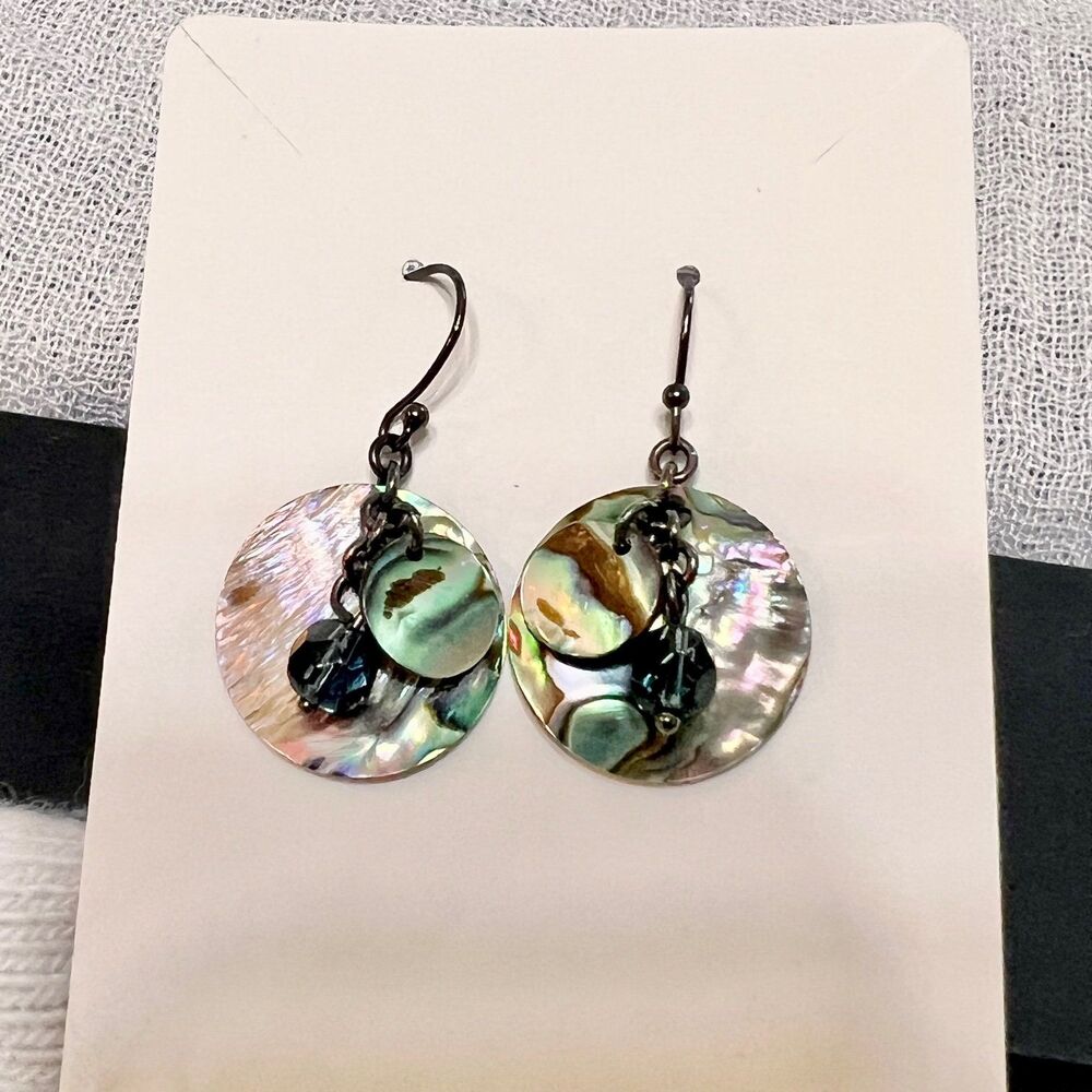 Vintage Abalone Shell Earrings, Abalone Jewelry, Dangle Shell Earring